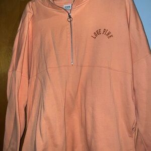 Victoria's Secret Pink Peach Quarter-Zip Sweatshirt